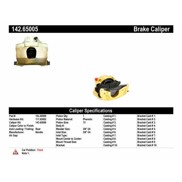 Centric Posi Quiet™ Loaded Front Passenger Side Brake Caliper 142.65005