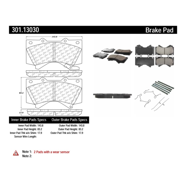 Centric Premium Ceramic Front Disc Brake Pads 301.13030