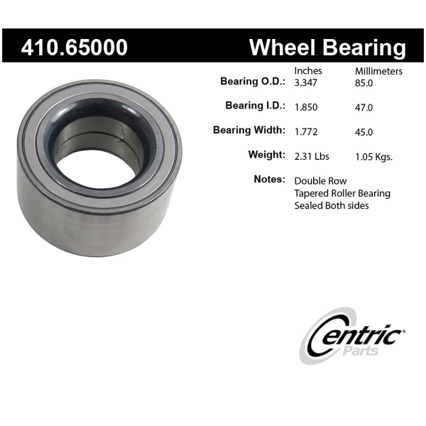 Centric Premium™ Rear Passenger Side Wheel Bearing 410.65000