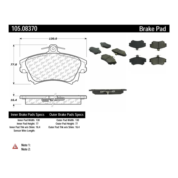 Centric Posi Quiet™ Ceramic Front Disc Brake Pads 105.08370