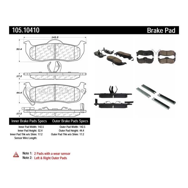 Centric Posi Quiet™ Ceramic Rear Disc Brake Pads 105.10410