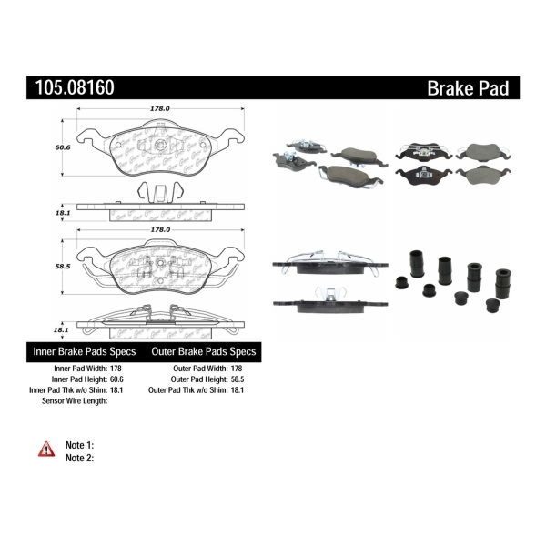 Centric Posi Quiet™ Ceramic Front Disc Brake Pads 105.08160