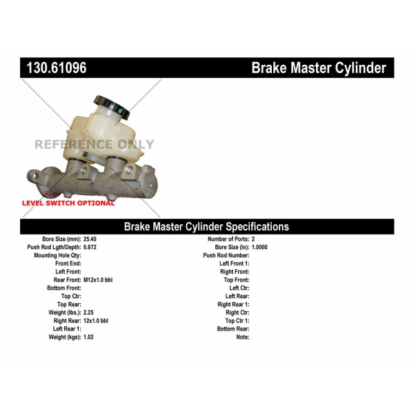 Centric Premium Brake Master Cylinder 130.61096