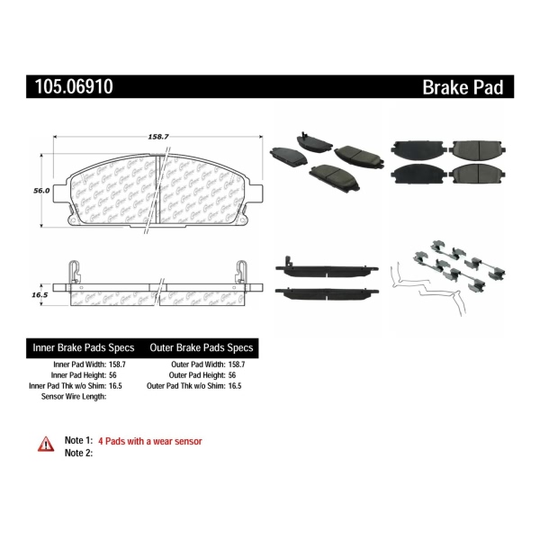 Centric Posi Quiet™ Ceramic Front Disc Brake Pads 105.06910