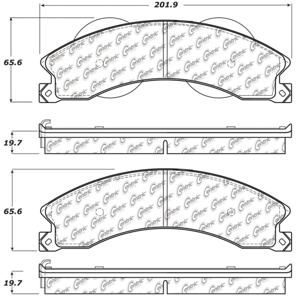 Centric Posi Quiet™ Extended Wear Semi-Metallic Rear Disc Brake Pads 106.14110