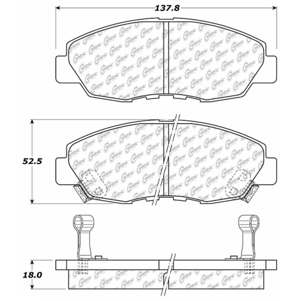 Centric Posi Quiet™ Extended Wear Semi-Metallic Front Disc Brake Pads 106.04650