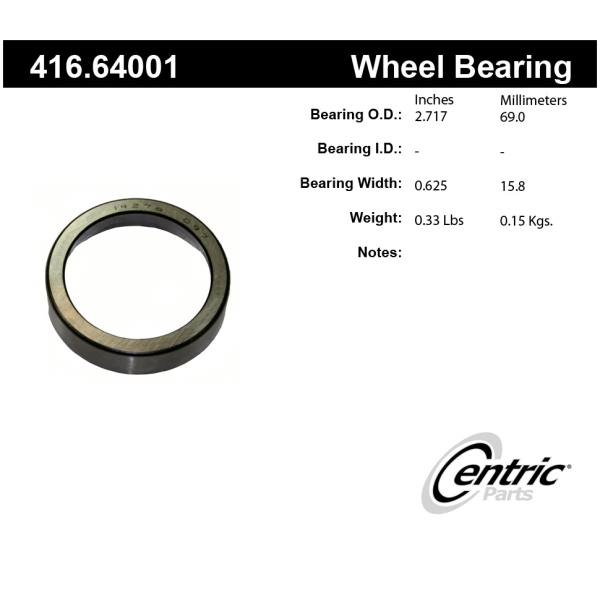 Centric Premium™ Front Inner Wheel Bearing Race 416.64001