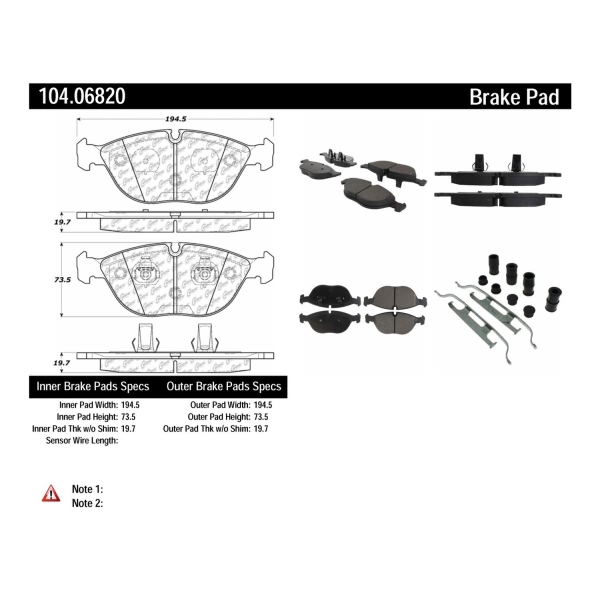 Centric Posi Quiet™ Semi-Metallic Front Disc Brake Pads 104.06820