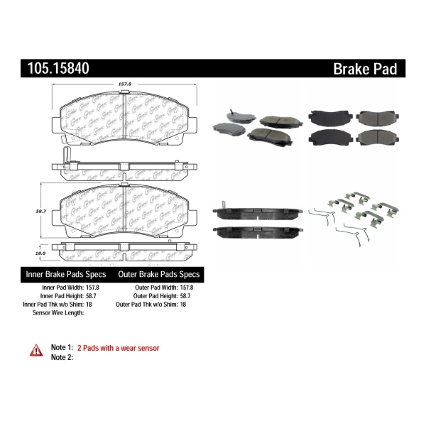 Centric Posi Quiet™ Ceramic Front Disc Brake Pads 105.15840