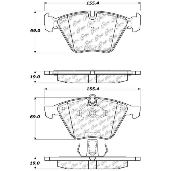 Centric Posi Quiet™ Semi-Metallic Front Disc Brake Pads 104.09181