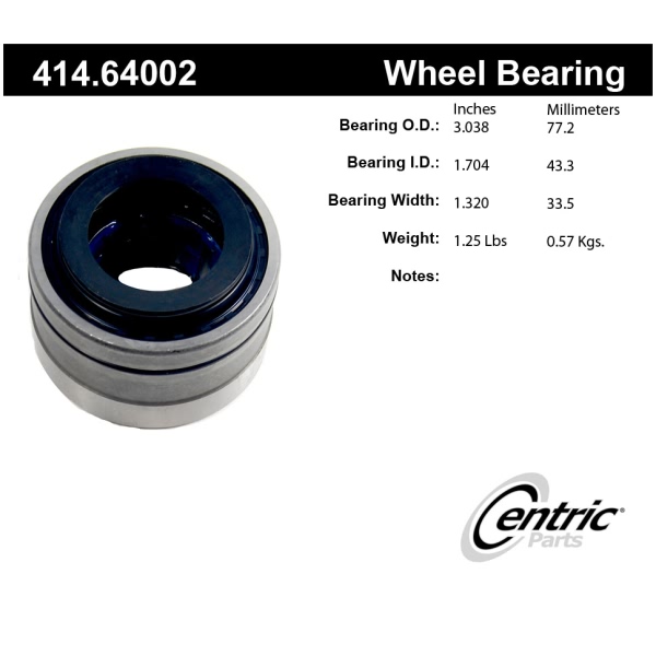 Centric Premium™ Rear Axle Shaft Repair Bearing 414.64002