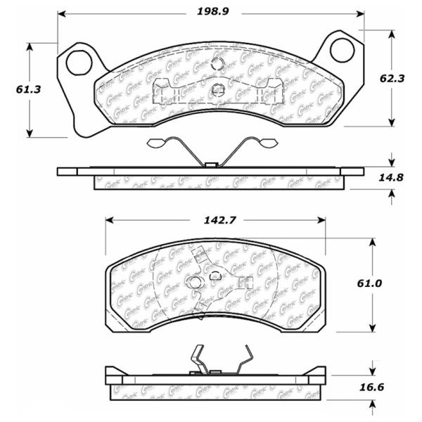 Centric Posi Quiet™ Semi-Metallic Front Disc Brake Pads 104.02000