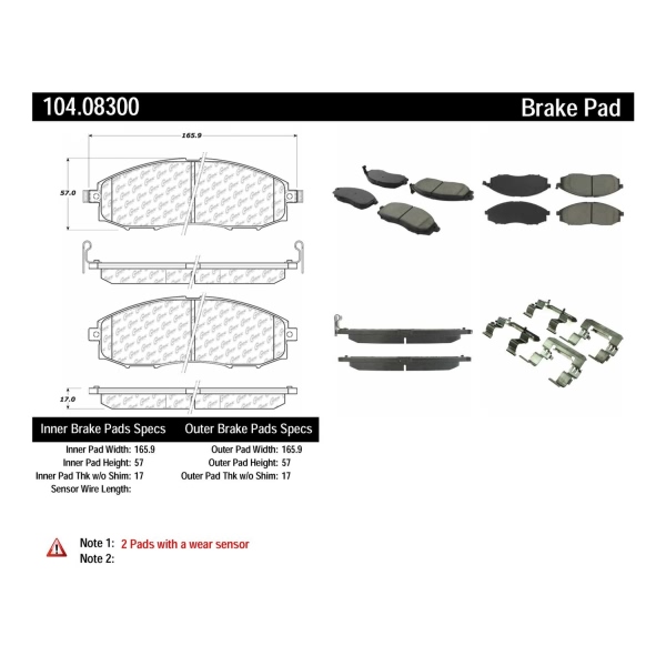Centric Posi Quiet™ Semi-Metallic Front Disc Brake Pads 104.08300