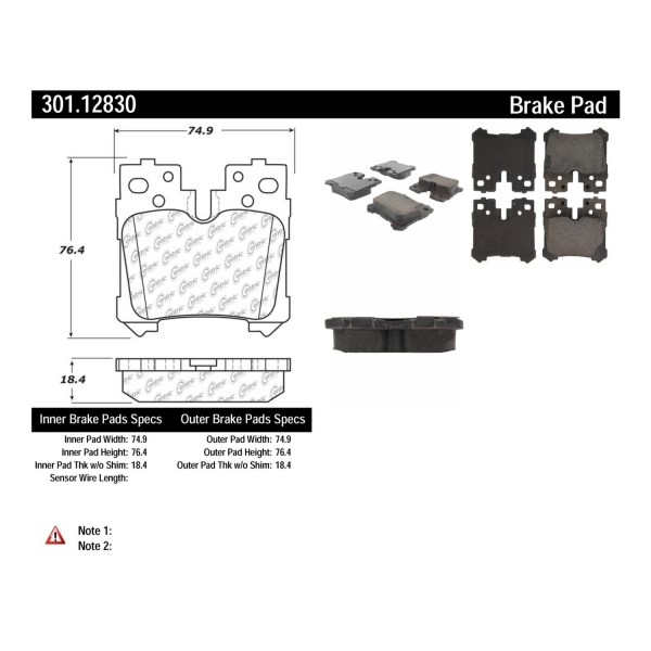 Centric Premium Ceramic Rear Disc Brake Pads 301.12830