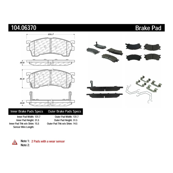 Centric Posi Quiet™ Semi-Metallic Front Disc Brake Pads 104.06370