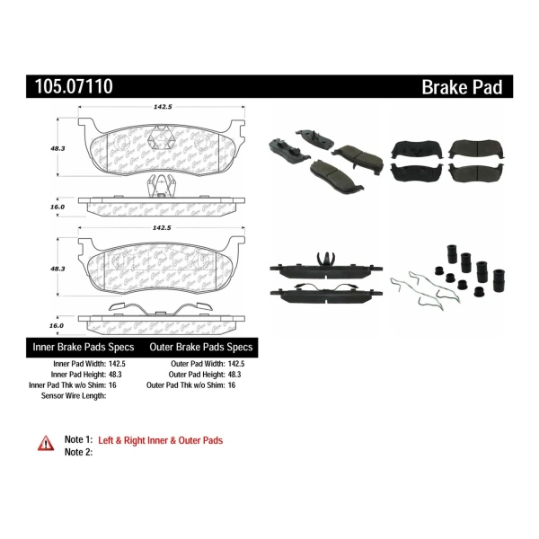 Centric Posi Quiet™ Ceramic Rear Disc Brake Pads 105.07110