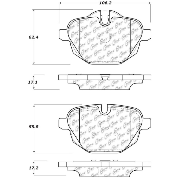 Centric Posi Quiet™ Semi-Metallic Rear Disc Brake Pads 104.14730