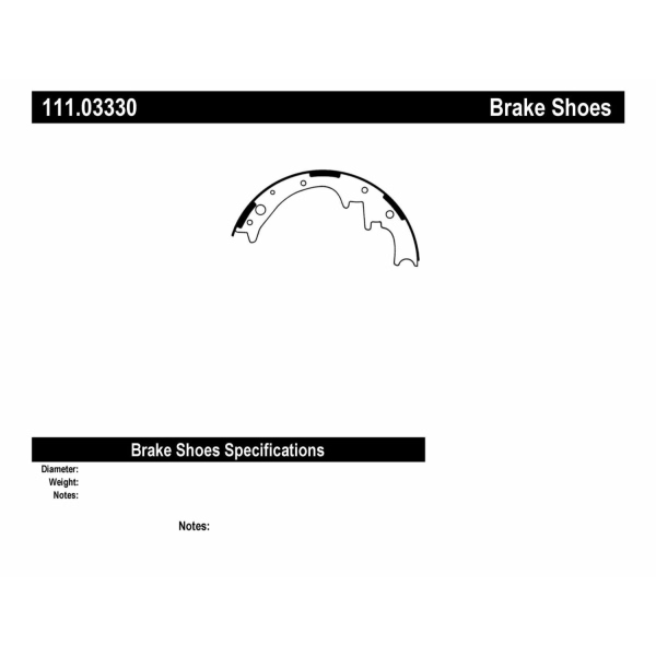 Centric Premium Rear Drum Brake Shoes 111.03330