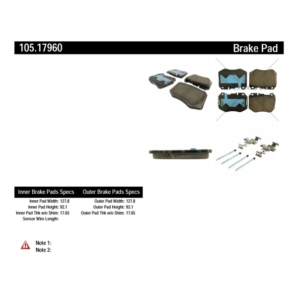 Centric Posi Quiet™ Ceramic Front Disc Brake Pads 105.17960
