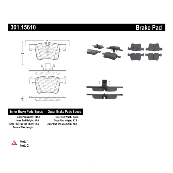 Centric Premium Ceramic Front Disc Brake Pads 301.15610