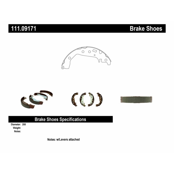 Centric Premium Rear Drum Brake Shoes 111.09171