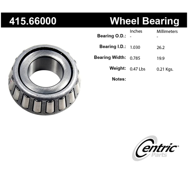Centric Premium™ Front Driver Side Outer Wheel Bearing 415.66000