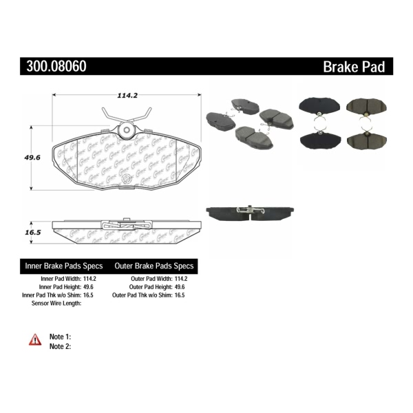 Centric Premium Semi-Metallic Rear Disc Brake Pads 300.08060