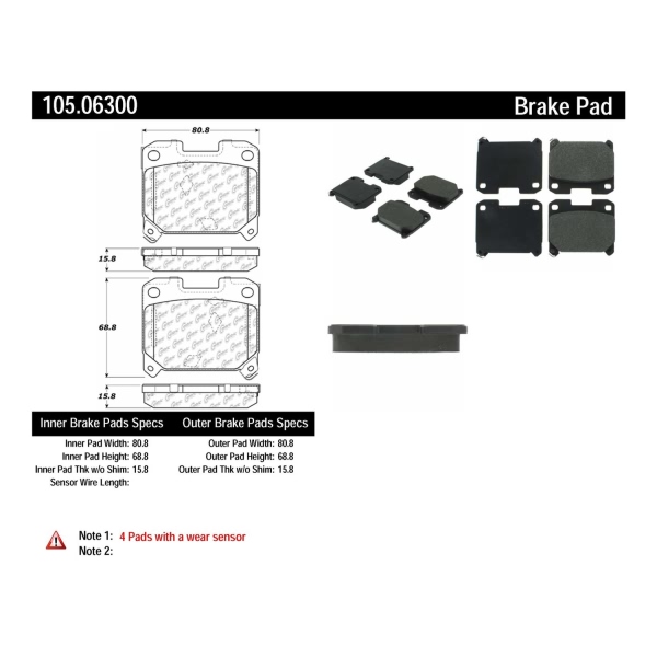 Centric Posi Quiet™ Ceramic Rear Disc Brake Pads 105.06300