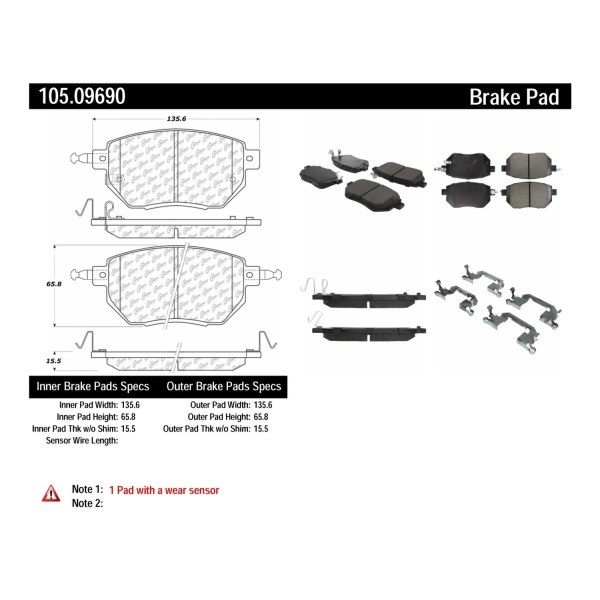 Centric Posi Quiet™ Ceramic Front Disc Brake Pads 105.09690