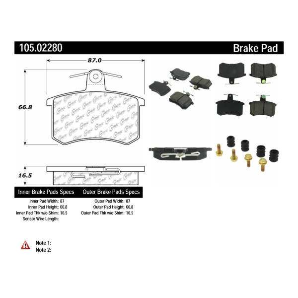 Centric Posi Quiet™ Ceramic Rear Disc Brake Pads 105.02280