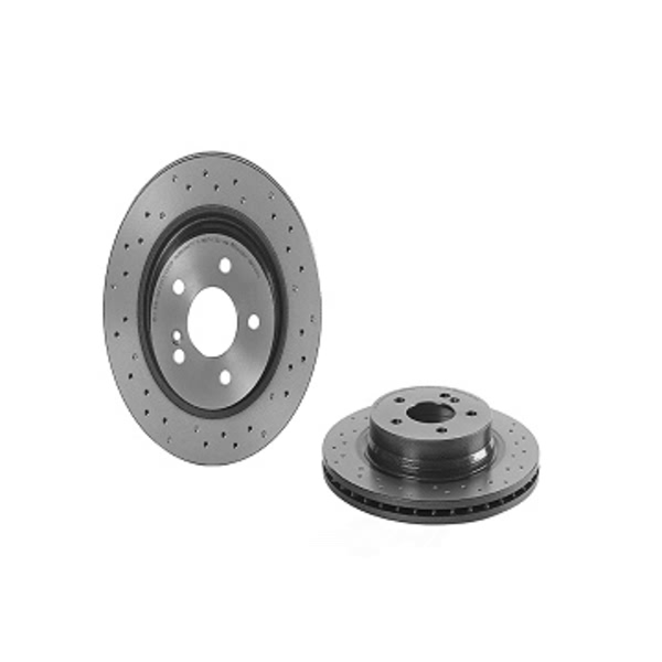 brembo Premium Xtra Cross Drilled UV Coated 1-Piece Rear Brake Rotors 09.A760.1X
