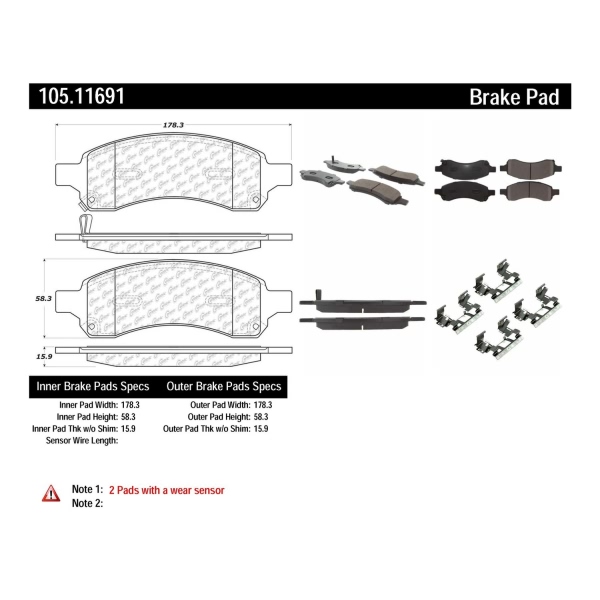 Centric Posi Quiet™ Ceramic Front Disc Brake Pads 105.11691