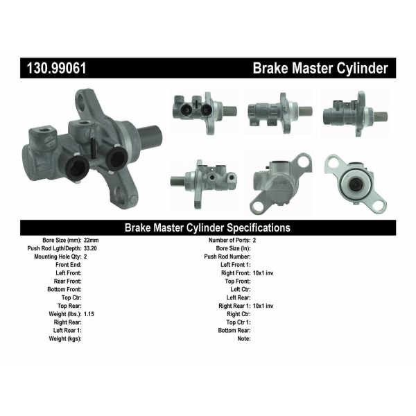 Centric Premium Brake Master Cylinder 130.99061