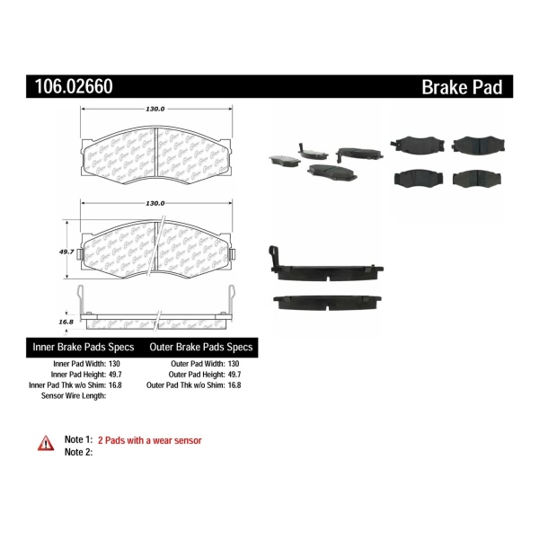 Centric Posi Quiet™ Extended Wear Semi-Metallic Front Disc Brake Pads 106.02660