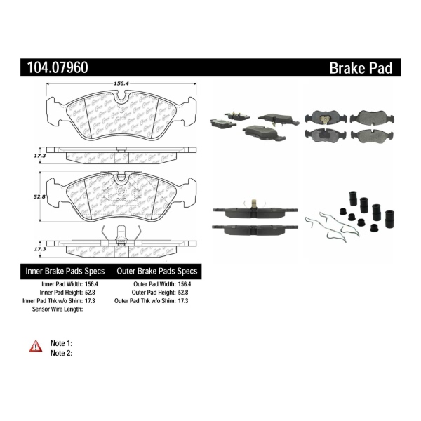 Centric Posi Quiet™ Semi-Metallic Front Disc Brake Pads 104.07960