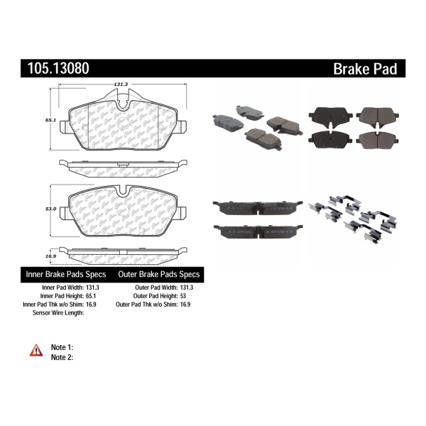 Centric Posi Quiet™ Ceramic Front Disc Brake Pads 105.13080