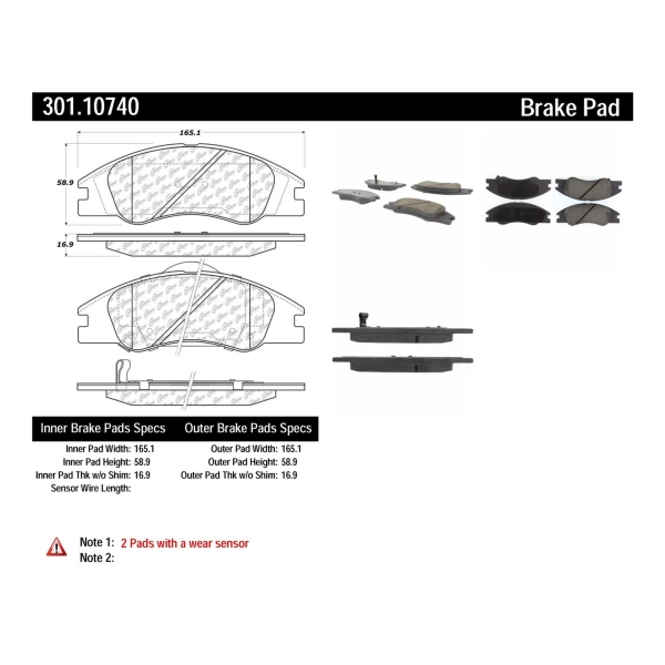 Centric Premium Ceramic Front Disc Brake Pads 301.10740