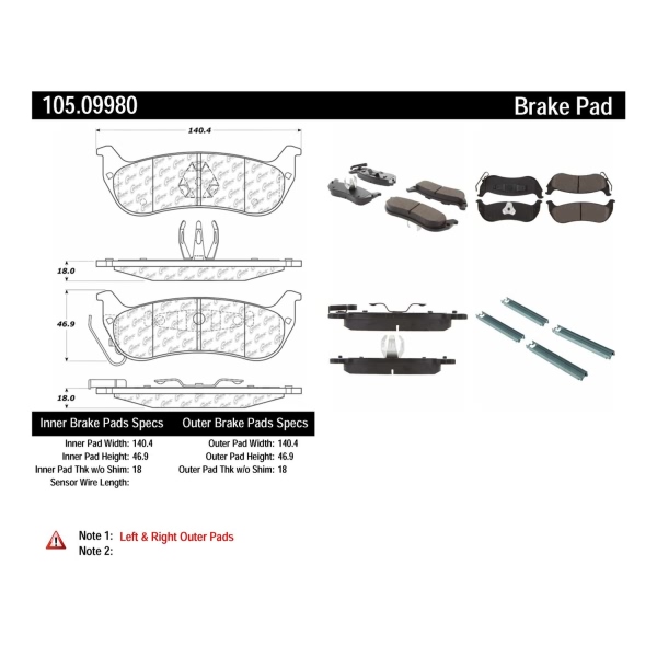 Centric Posi Quiet™ Ceramic Rear Disc Brake Pads 105.09980