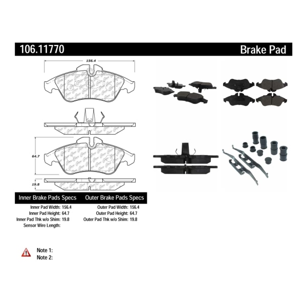 Centric Posi Quiet™ Extended Wear Semi-Metallic Front Disc Brake Pads 106.11770