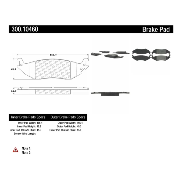 Centric Premium Semi-Metallic Rear Disc Brake Pads 300.10460