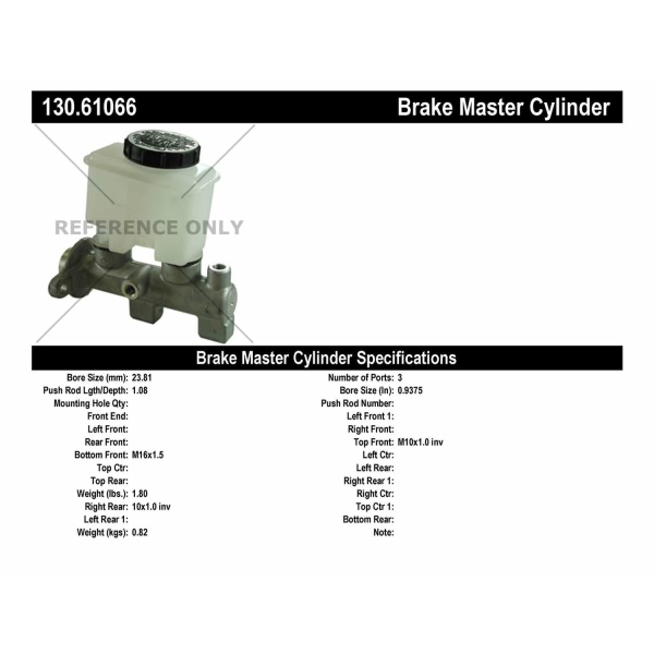 Centric Premium Brake Master Cylinder 130.61066