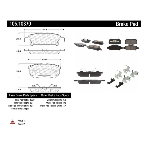 Centric Posi Quiet™ Ceramic Rear Disc Brake Pads 105.10370