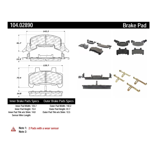 Centric Posi Quiet™ Semi-Metallic Front Disc Brake Pads 104.02890