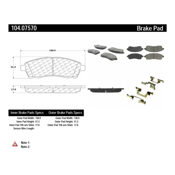 Centric Posi Quiet™ Semi-Metallic Rear Disc Brake Pads 104.07570