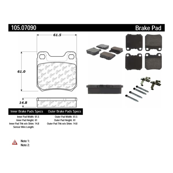 Centric Posi Quiet™ Ceramic Rear Disc Brake Pads 105.07090