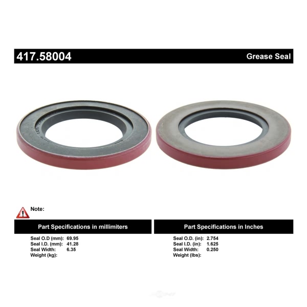 Centric Premium™ Rear Inner Wheel Seal 417.58004