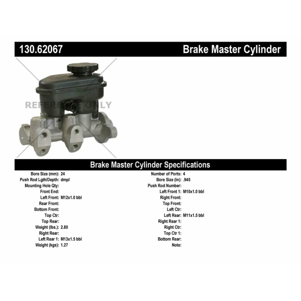 Centric Premium Brake Master Cylinder 130.62067