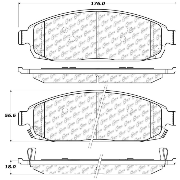 Centric Posi Quiet™ Extended Wear Semi-Metallic Front Disc Brake Pads 106.10800