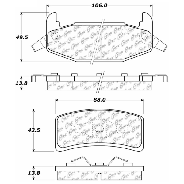 Centric Posi Quiet™ Semi-Metallic Rear Disc Brake Pads 104.03770