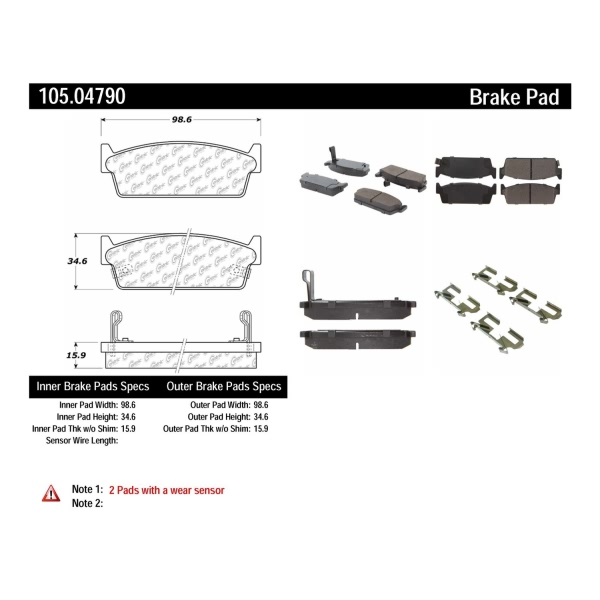 Centric Posi Quiet™ Ceramic Rear Disc Brake Pads 105.04790